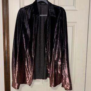 AKIRA Shiny Velvet Button-Up Shirt